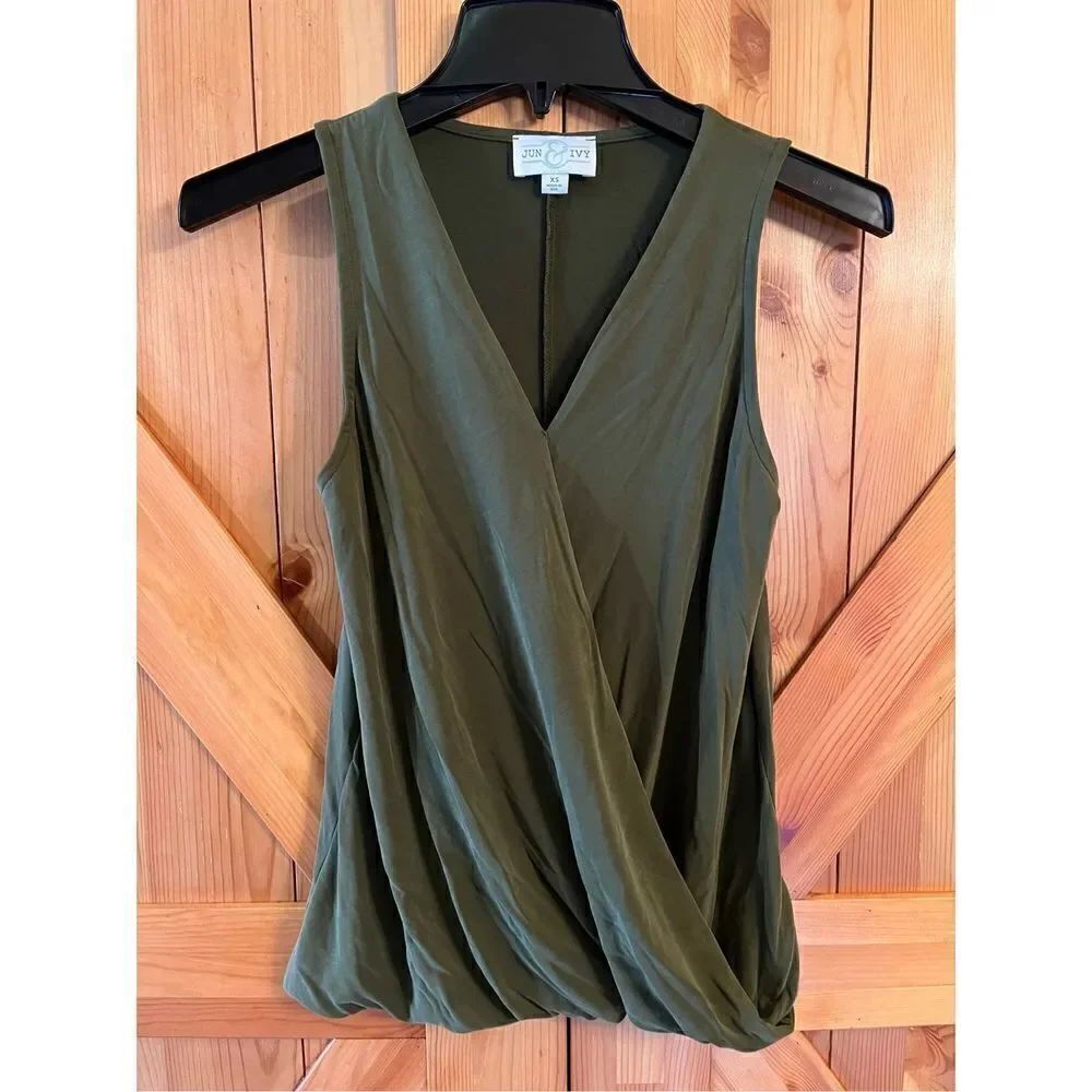 Jun & Ivy Womens Green Sleeveless Top Size XS (1691)